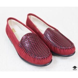 SAS Womens 10M Red Tetris Moccasin Leather Slip-On Comfort Heritage Loafers NWB